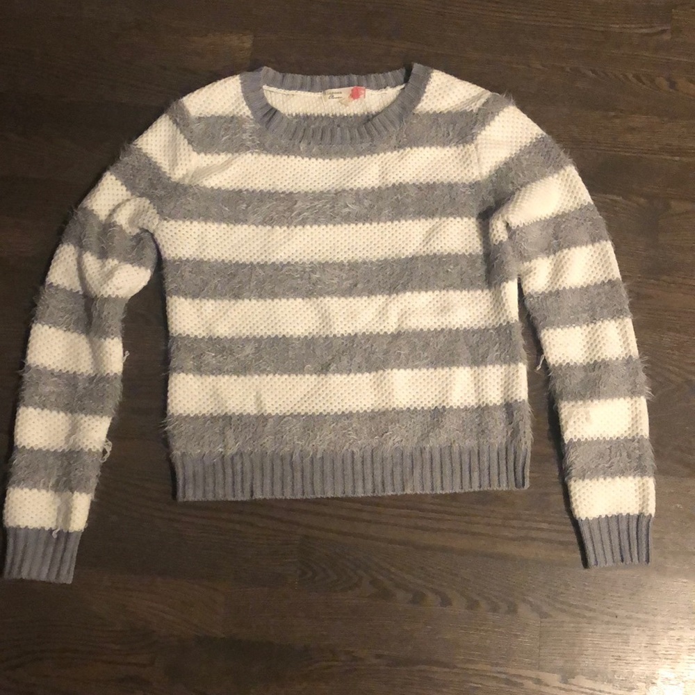 Nordstrom Blossom Clover gray white stripe sweater